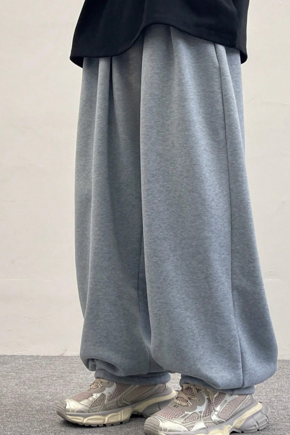BSBSPOR Bol Baggy Eşofman Altı Lastikli Paça Ayarlanabilir Unisex Erkek Kadın Gri Siyah Antrasit görsel 7