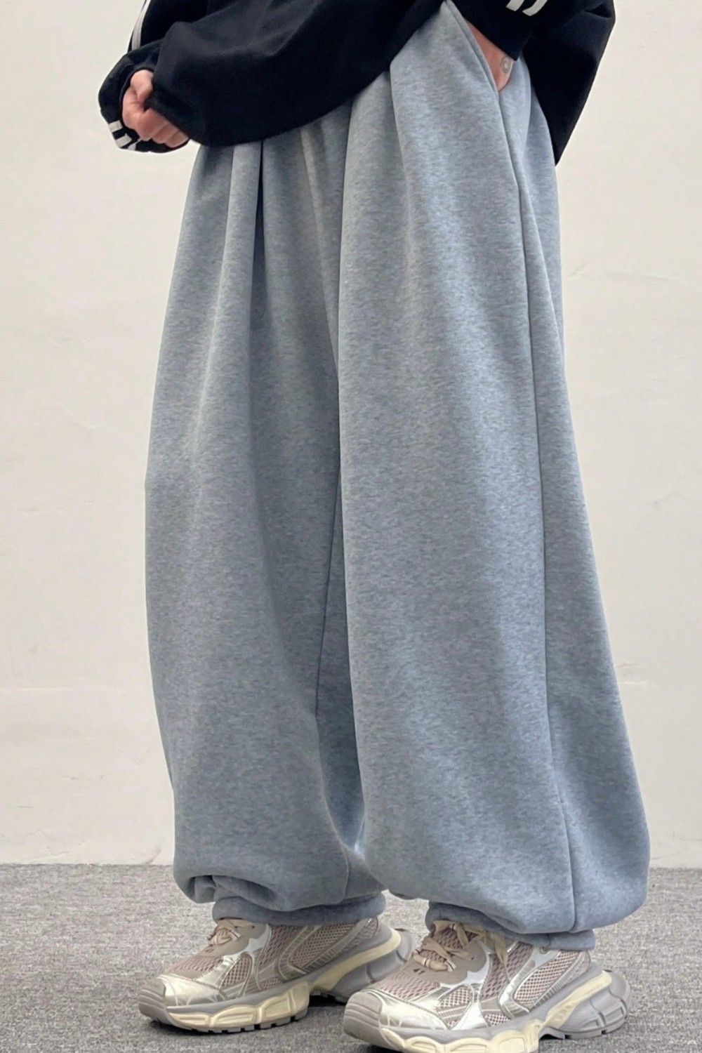 BSBSPOR Bol Baggy Eşofman Altı Lastikli Paça Ayarlanabilir Unisex Erkek Kadın Gri Siyah Antrasit görsel 8