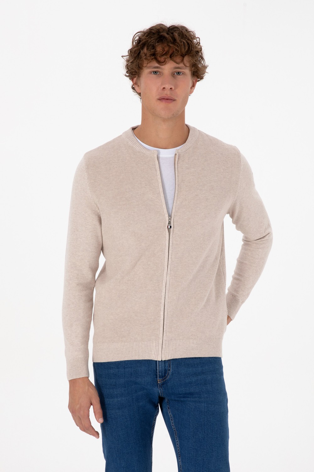 U.S. Polo Assn. Erkek Kahverengi Basic Triko Hırka 50313721-VR029