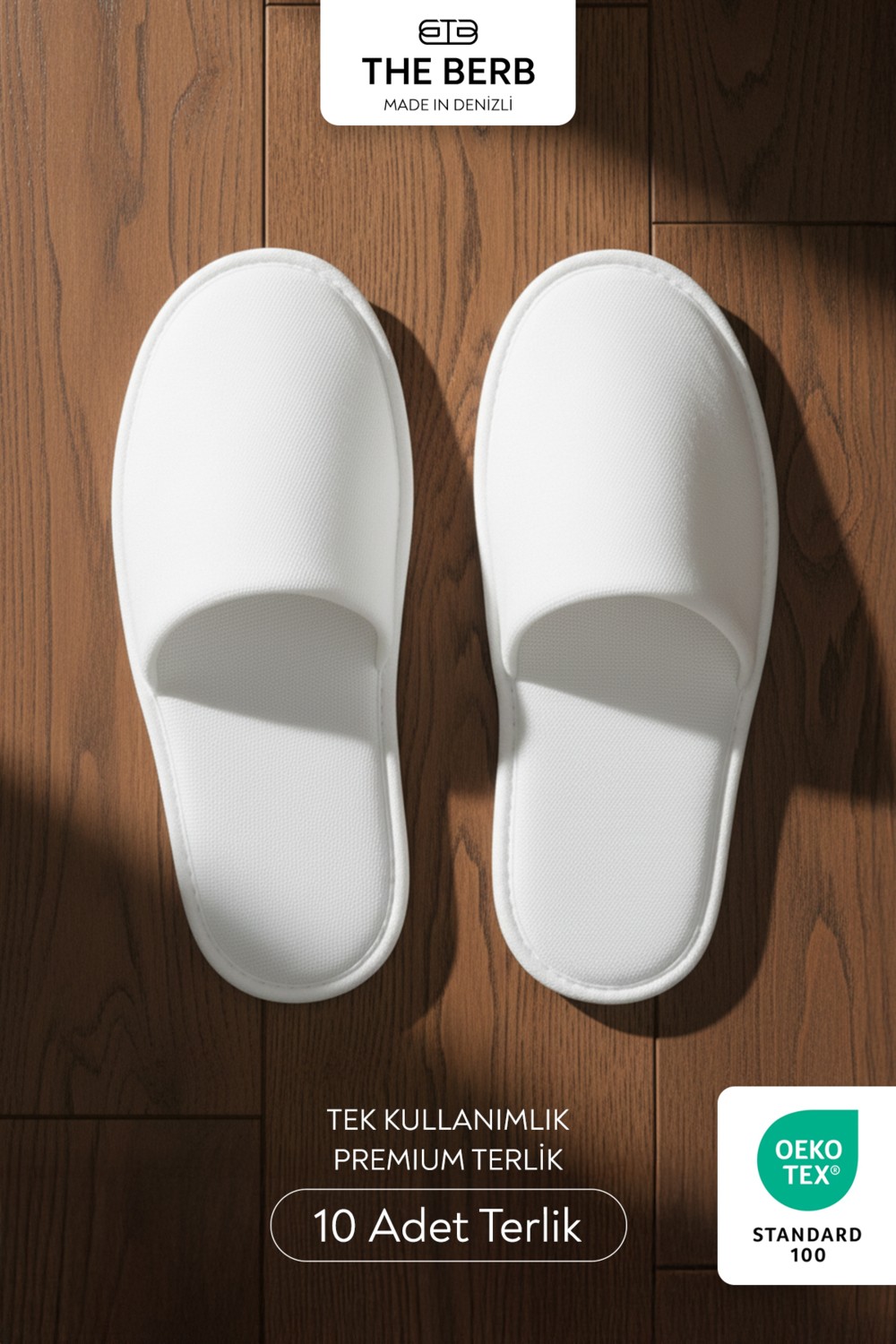The Berb | 10 Çift | Beyaz Tek Kullanımlık Premium Otel&spa Terliği | Kaydırmaz Tabanlı