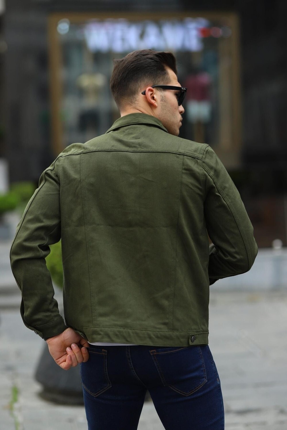 Comstar Erkek Trend Polo Yaka Slim Fit Denim Jeans Krem Kot Ceket görsel 7