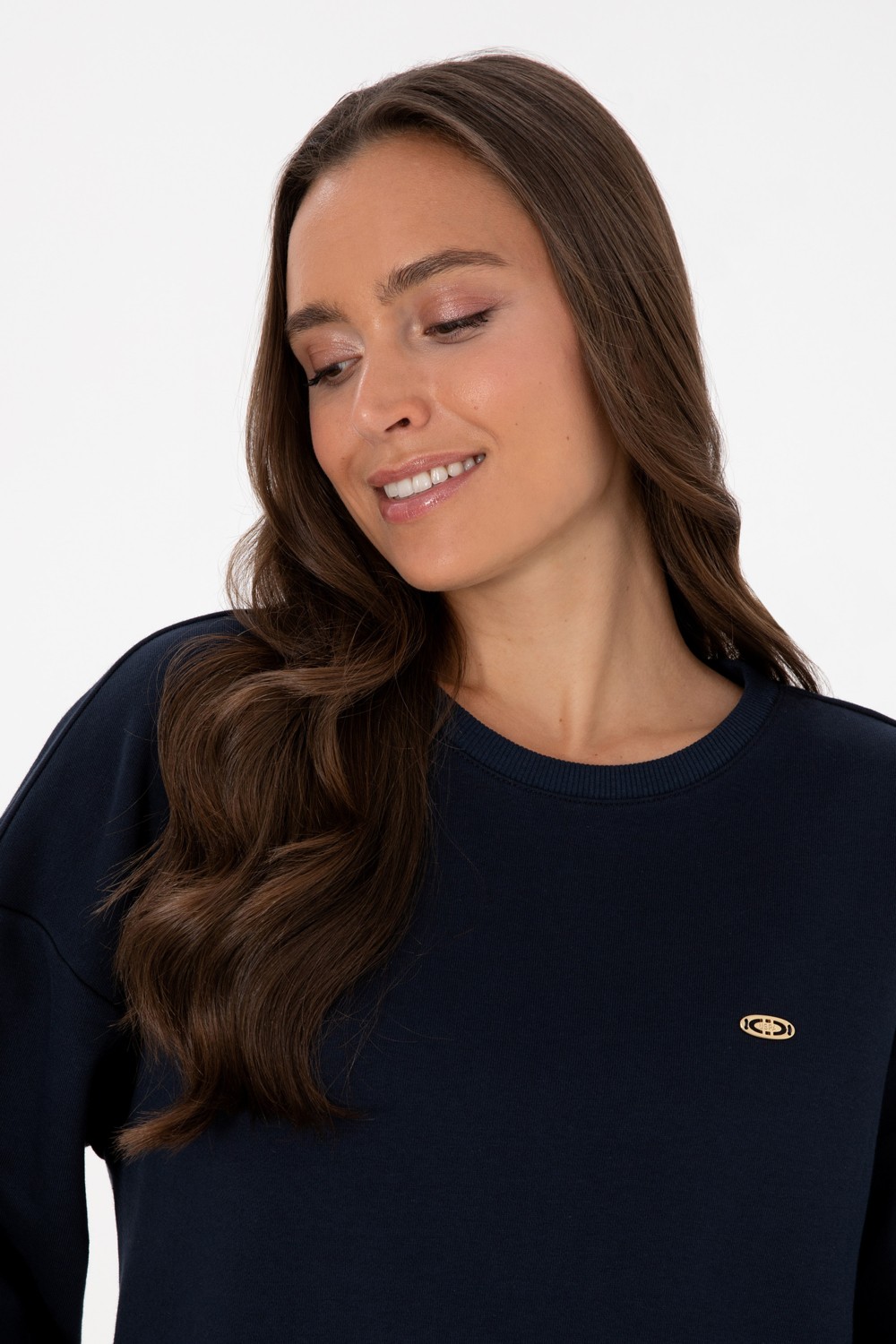 U.S. Polo Assn. Kadın Lacivert Gömlek Detaylı Bisiklet Yaka Sweatshirt 50314211-VR033 görsel 2