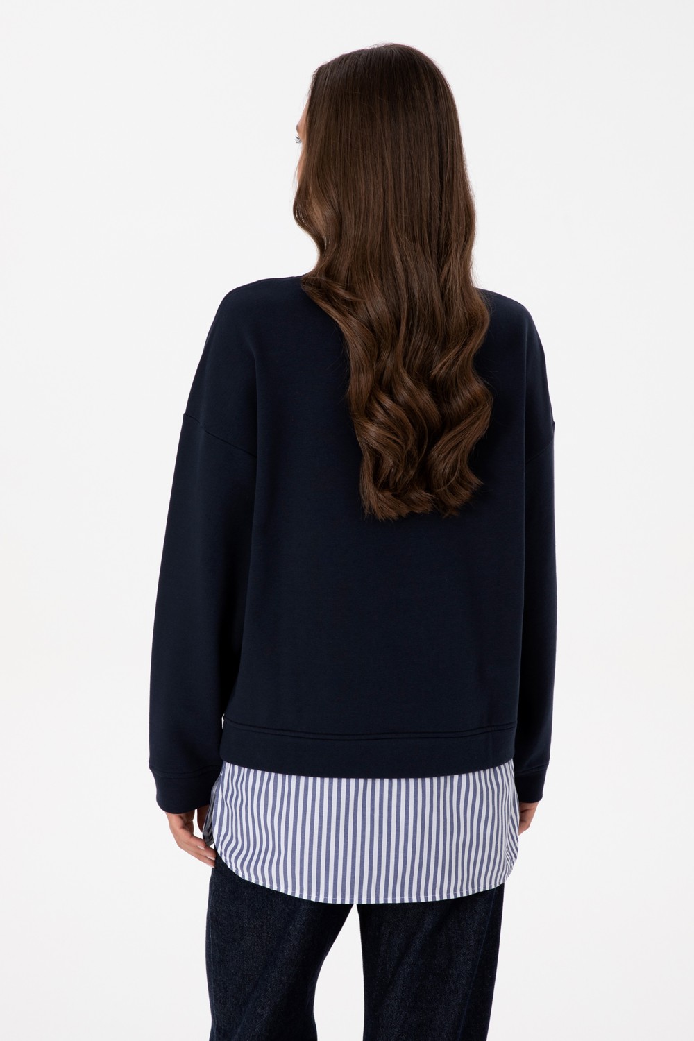 U.S. Polo Assn. Kadın Lacivert Gömlek Detaylı Bisiklet Yaka Sweatshirt 50314211-VR033 görsel 5