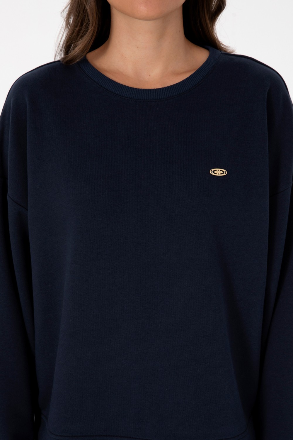 U.S. Polo Assn. Kadın Lacivert Gömlek Detaylı Bisiklet Yaka Sweatshirt 50314211-VR033 görsel 6