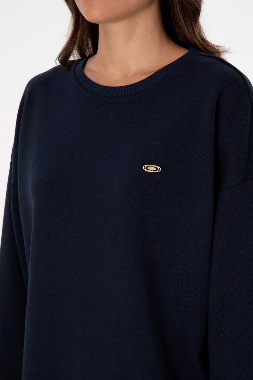 U.S. Polo Assn. Kadın Lacivert Gömlek Detaylı Bisiklet Yaka Sweatshirt 50314211-VR033 görsel 7