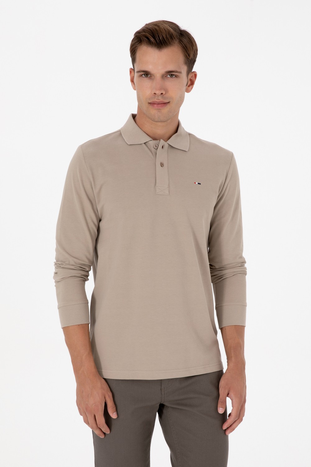 U.S. Polo Assn. Erkek Regular Fit Polo Yaka Koyu Yeşil Basic Sweatshirt 50315941-VR079