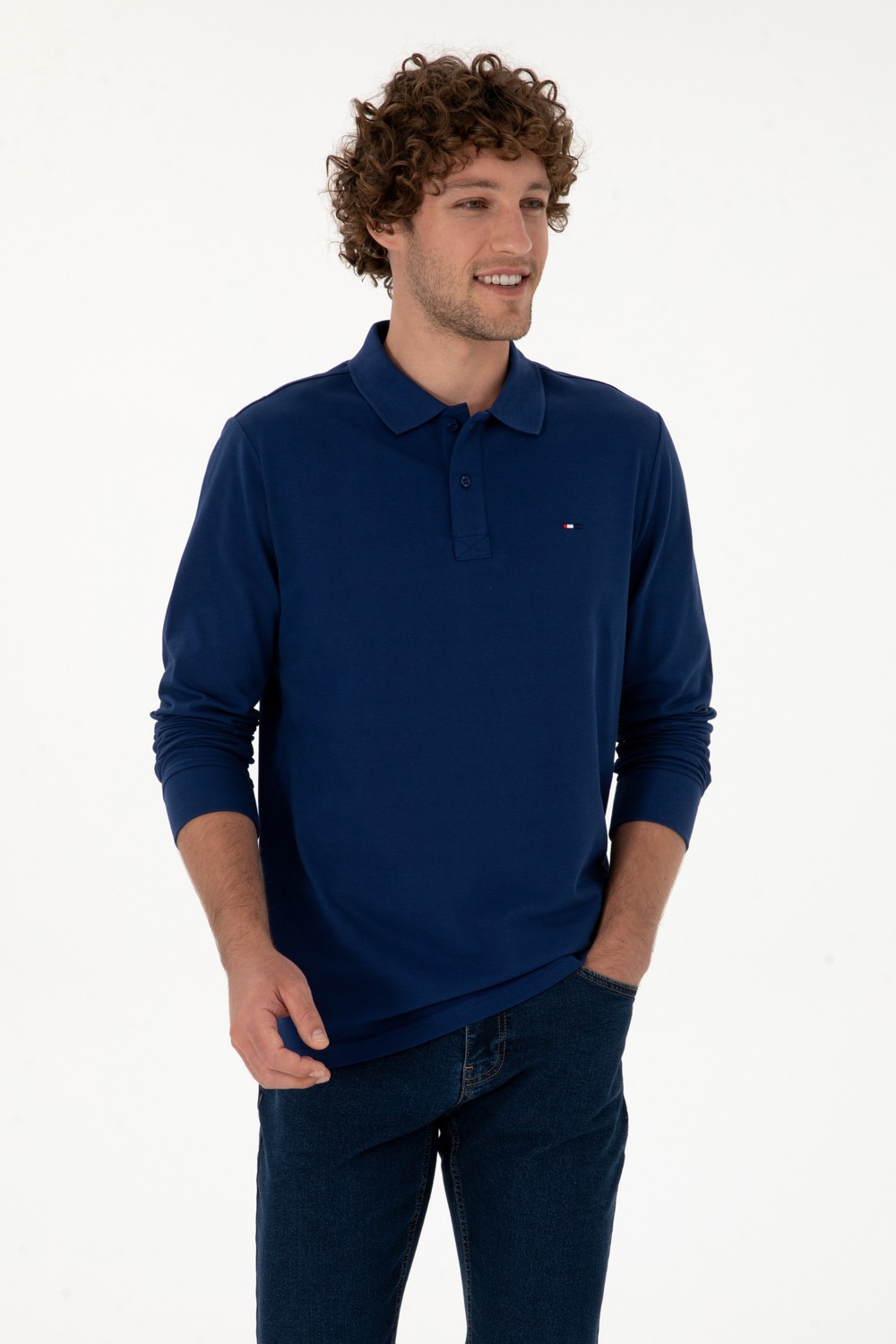 U.S. Polo Assn. Erkek Regular Fit Polo Yaka Koyu Yeşil Basic Sweatshirt 50315941-VR079