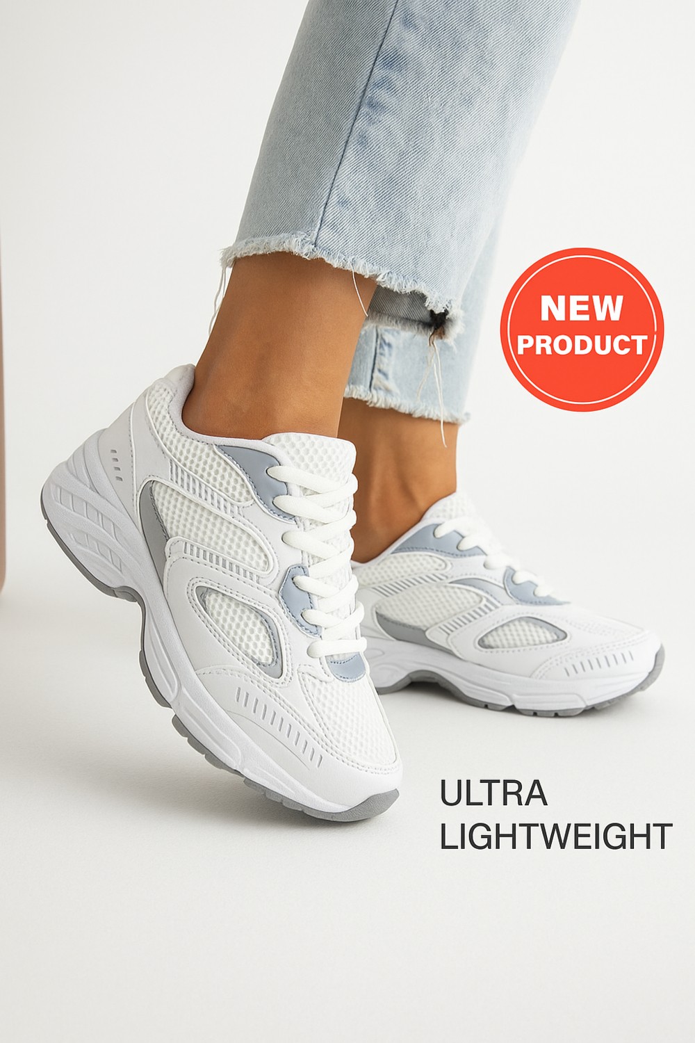 Devida Kadın Beyaz Spor Ayakkabı Günlük Rahat Air Taban Sneaker N110