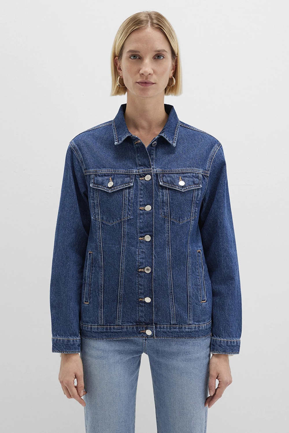 Mavi Karla 90s Koyu Mavi Jean Ceket 110154-91001 görsel 3