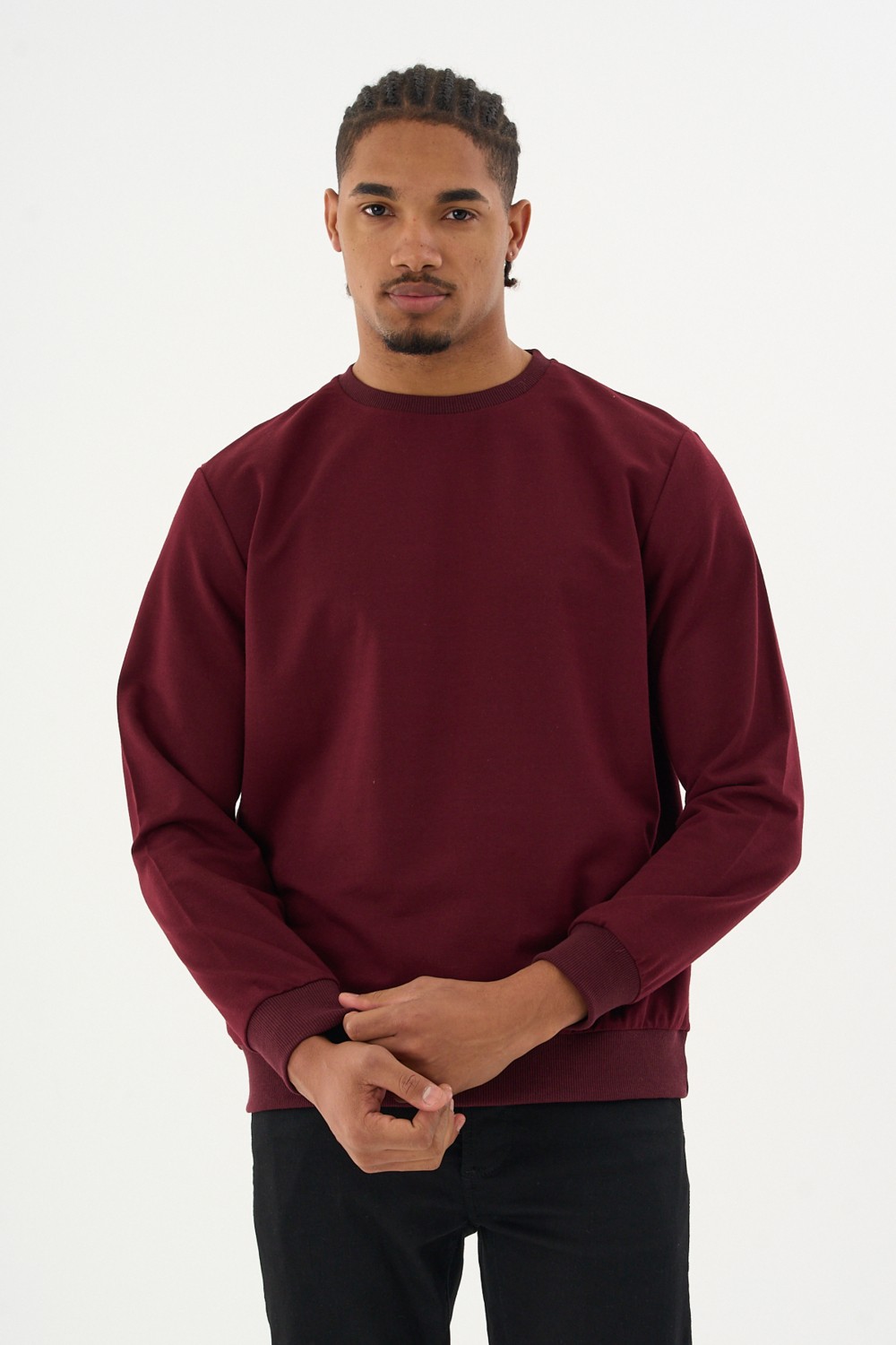Superlife Süperlife Erkek Gri Bisiklet Yaka Ribanalı Regular Fit Sweatshirt SPR26SWK930