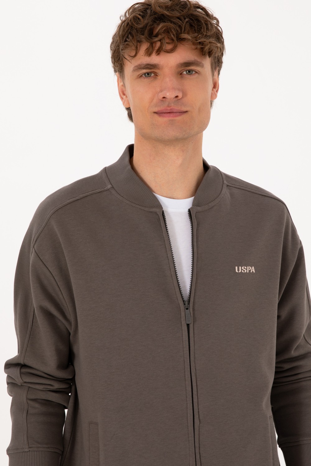 U.S. Polo Assn. Erkek Comfort Fit Fermuarlı Vizon Örme Hırka 50315612-VR052 görsel 2