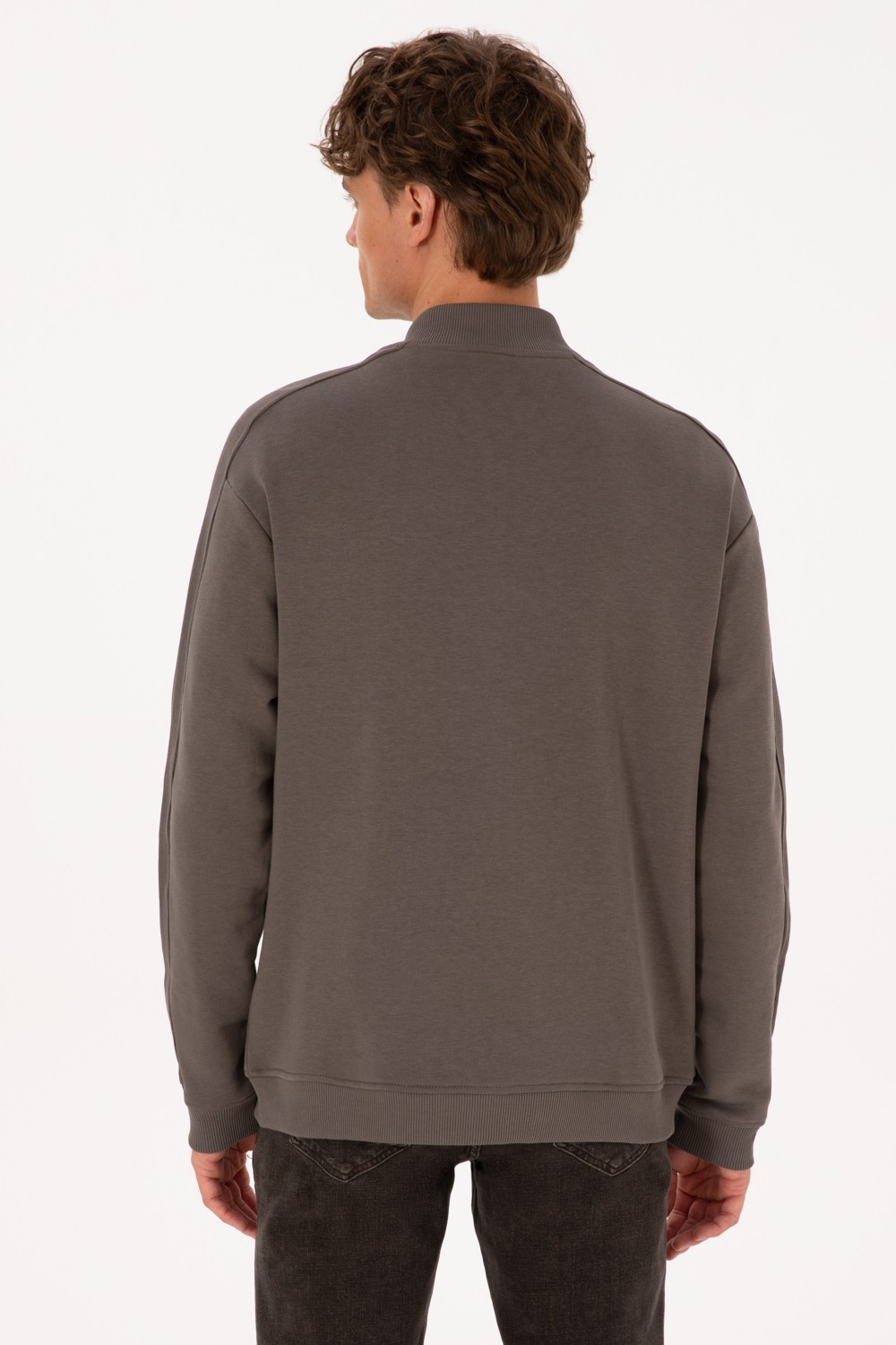U.S. Polo Assn. Erkek Comfort Fit Fermuarlı Vizon Örme Hırka 50315612-VR052 görsel 5