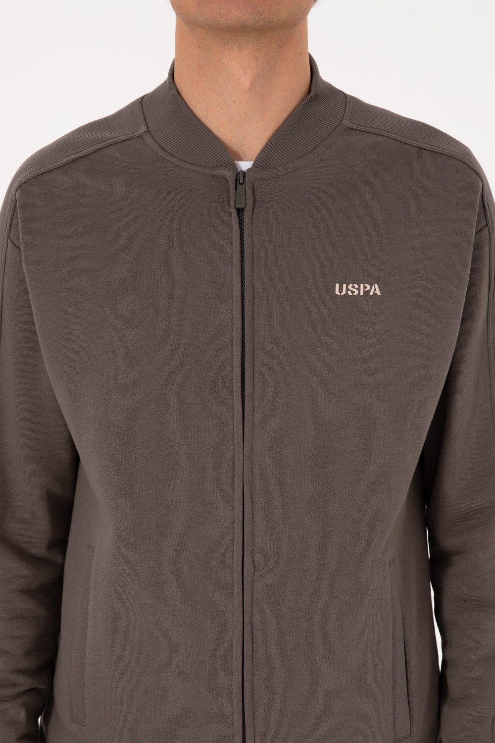 U.S. Polo Assn. Erkek Comfort Fit Fermuarlı Vizon Örme Hırka 50315612-VR052 görsel 6