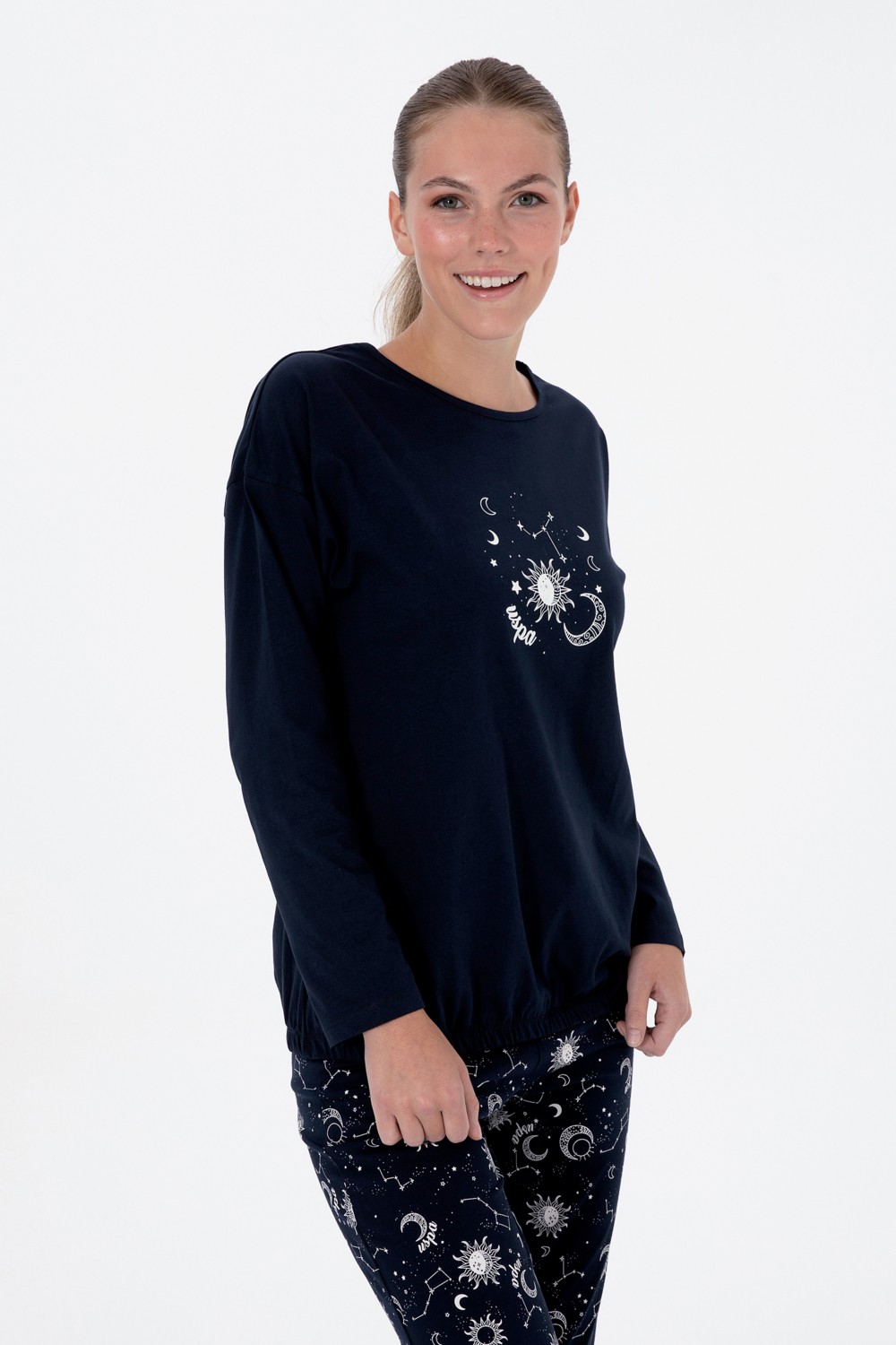 U.S. Polo Assn. Kadın Lacivert Pijama Takım 50318920-VR033 görsel 3