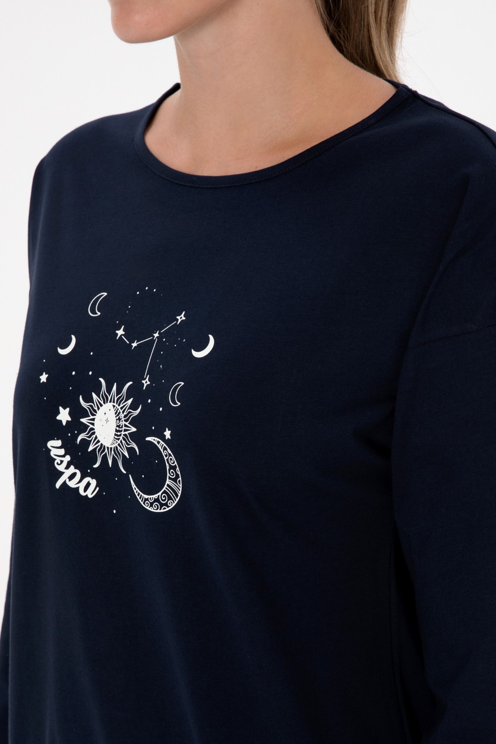 U.S. Polo Assn. Kadın Lacivert Pijama Takım 50318920-VR033 görsel 7