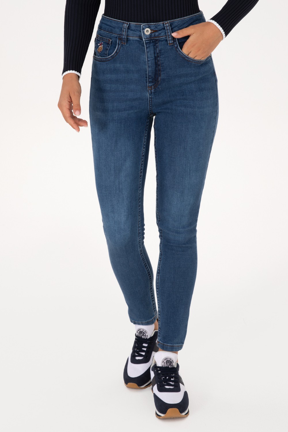 U.S. Polo Assn. Kadın Koyu Mavi Skinny High Waist Fit Jean Pantolon 50317616-DN0023 görsel 2