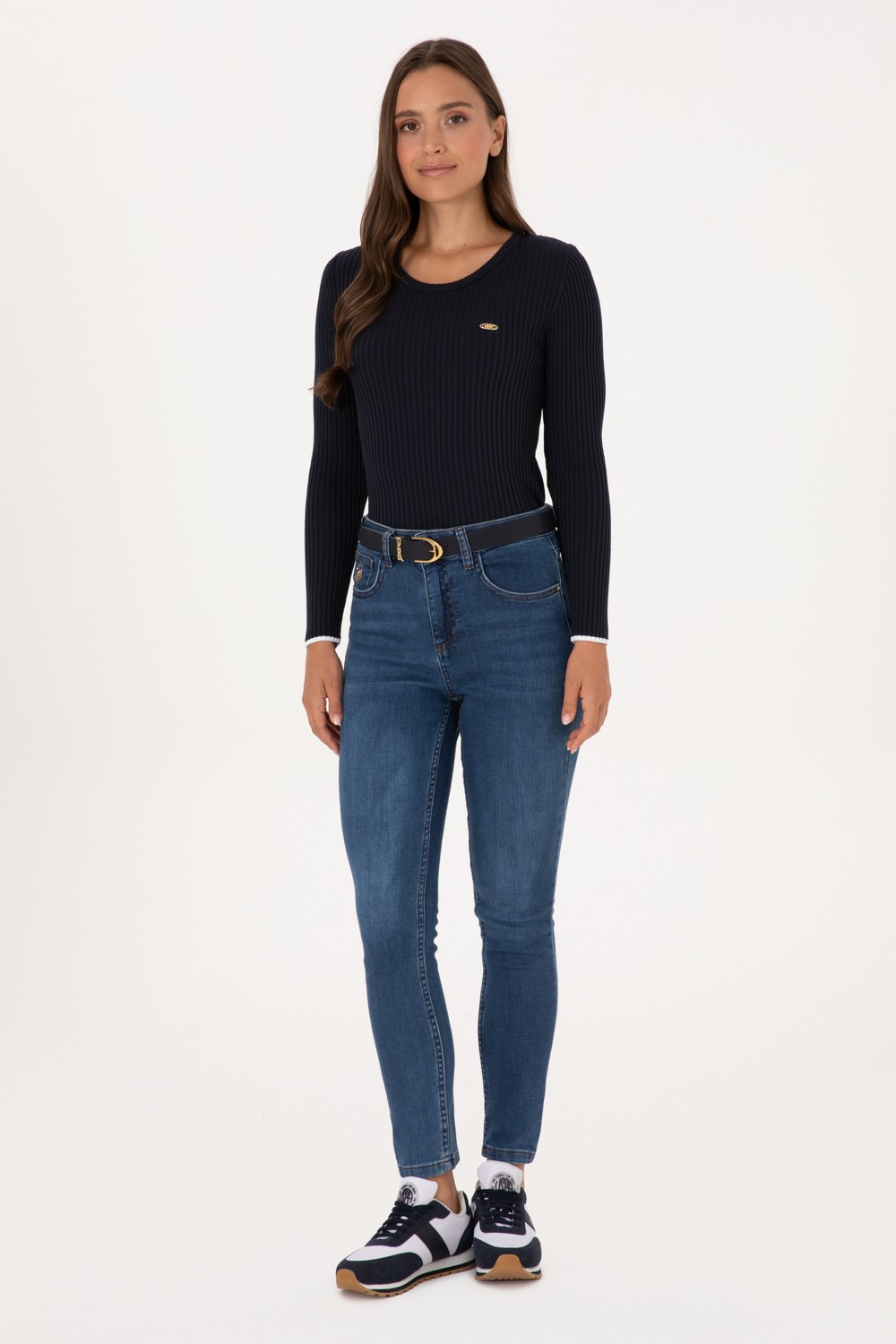 U.S. Polo Assn. Kadın Koyu Mavi Skinny High Waist Fit Jean Pantolon 50317616-DN0023 görsel 3