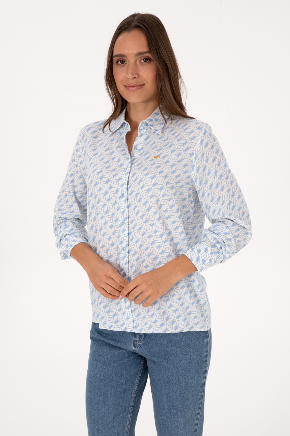 U.S. Polo Assn. Kadın Lacivert Uzun Kollu Gömlek 50316370-VR033