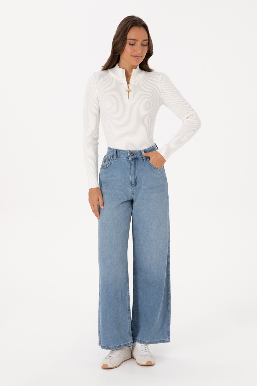 U.S. Polo Assn. Kadın Açık Mavi Loose Fit Jean Pantolon 50316568-DN0021