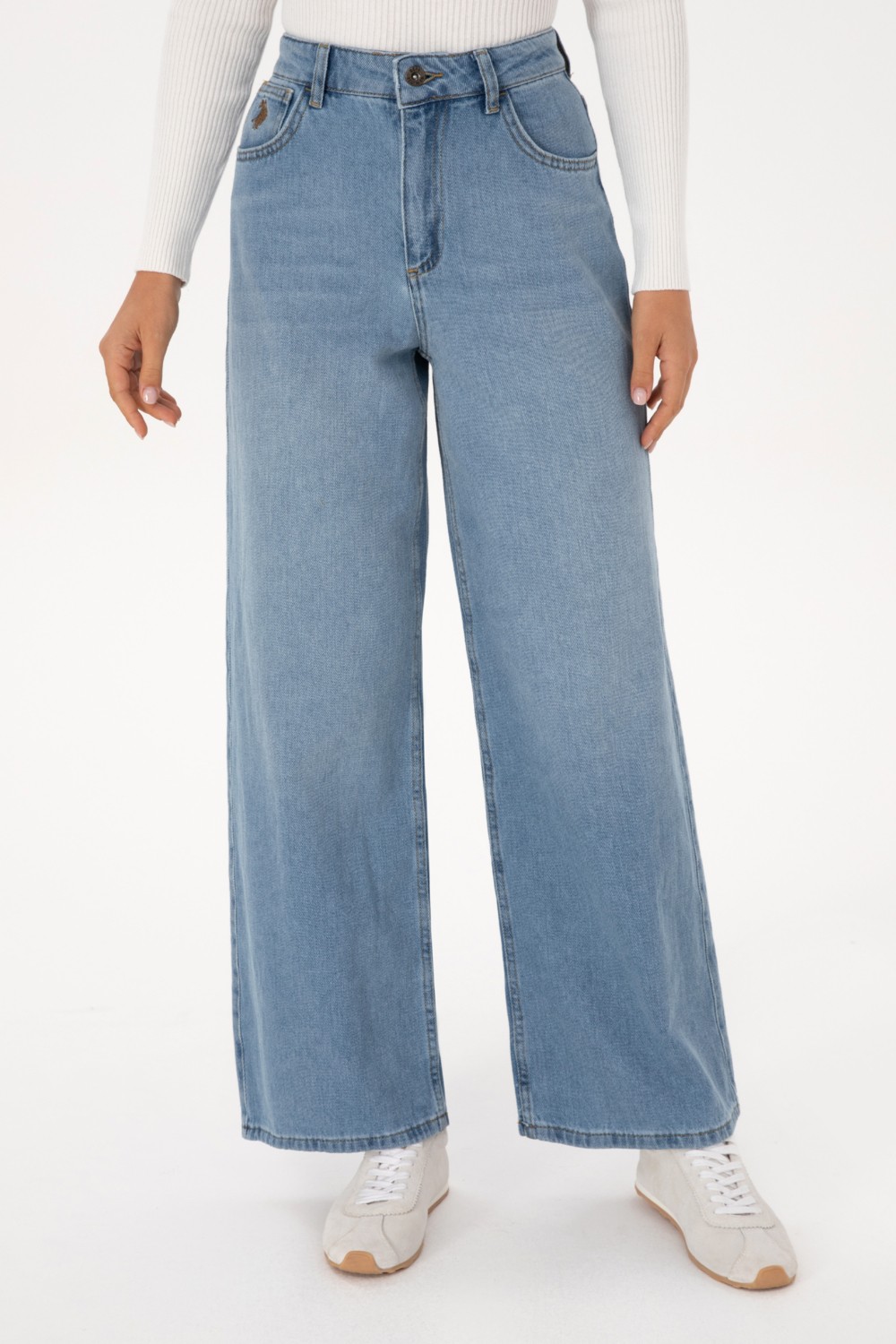 U.S. Polo Assn. Kadın Açık Mavi Loose Fit Jean Pantolon 50316568-DN0021 görsel 2