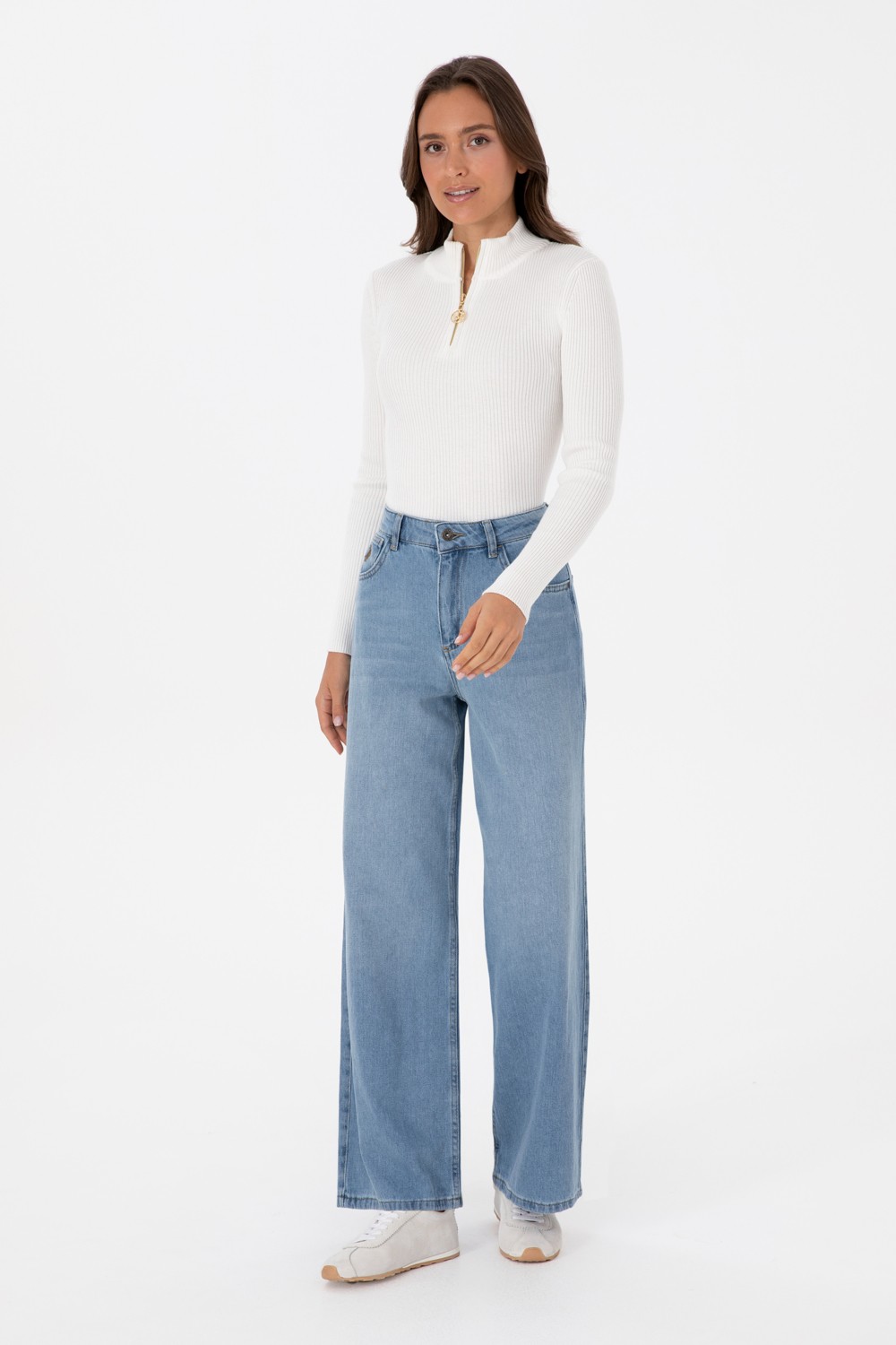 U.S. Polo Assn. Kadın Açık Mavi Loose Fit Jean Pantolon 50316568-DN0021 görsel 3