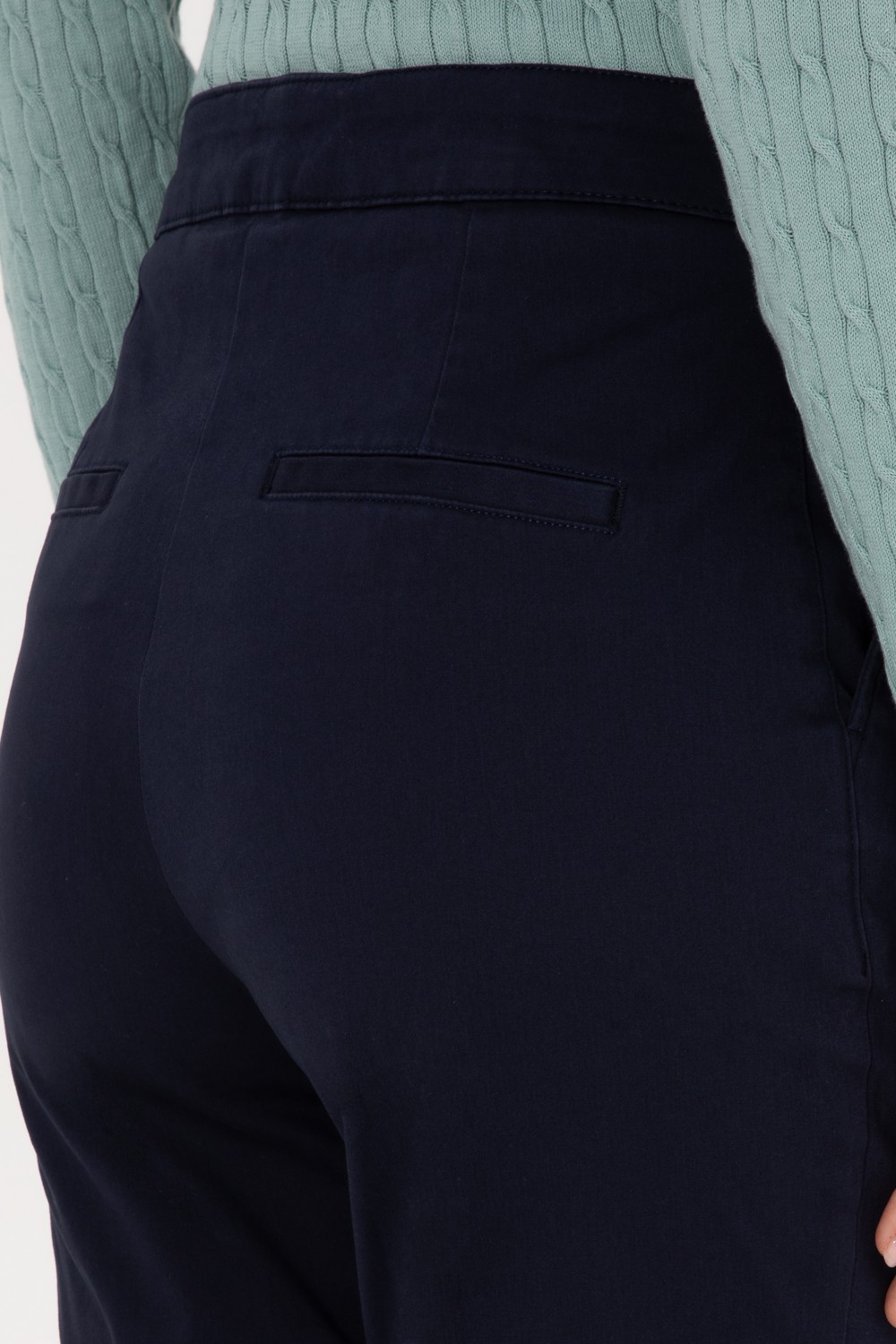 U.S. Polo Assn. Kadın Lacivert Slim Flare Fit Kanvas Pantolon 50316912-VR033 görsel 6
