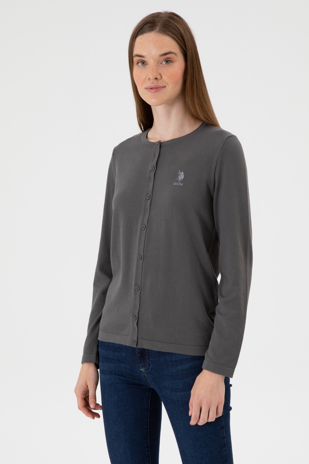 U.S. Polo Assn. Kadın Siyah Basic Triko Hırka 50313624-VR046