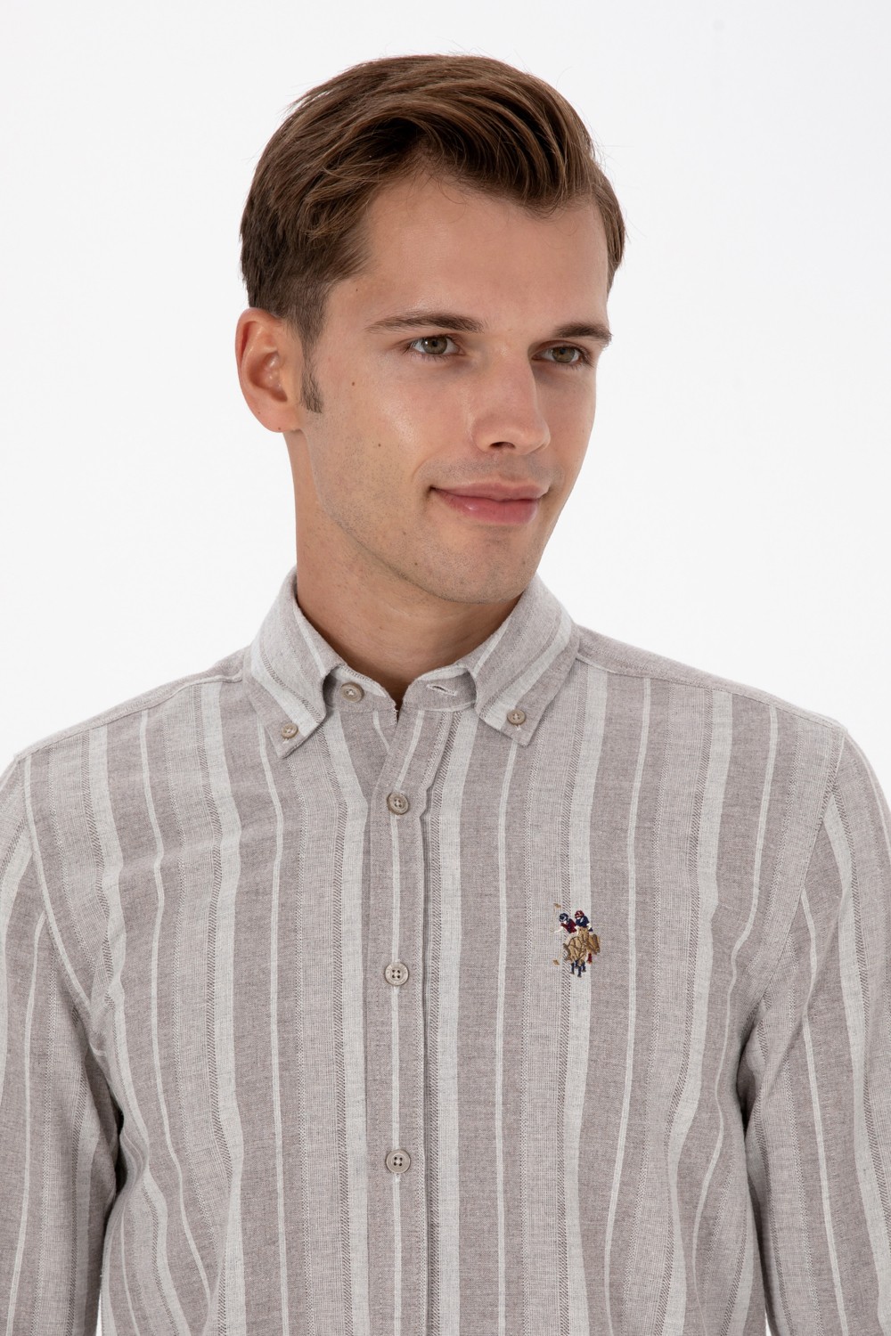 U.S. Polo Assn. Erkek Lacivert Uzun Kollu Çizgili Gömlek 50316565-VR033 görsel 2
