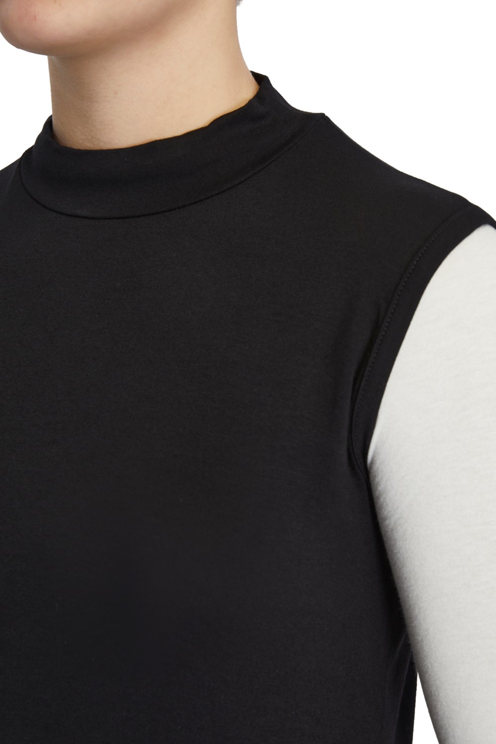 Manolyaşal İslamic Hijab Manolyaşal Kolsuz Balıkçı Yakalı Organik Kadın Body - Siyah - L-XL görsel 4