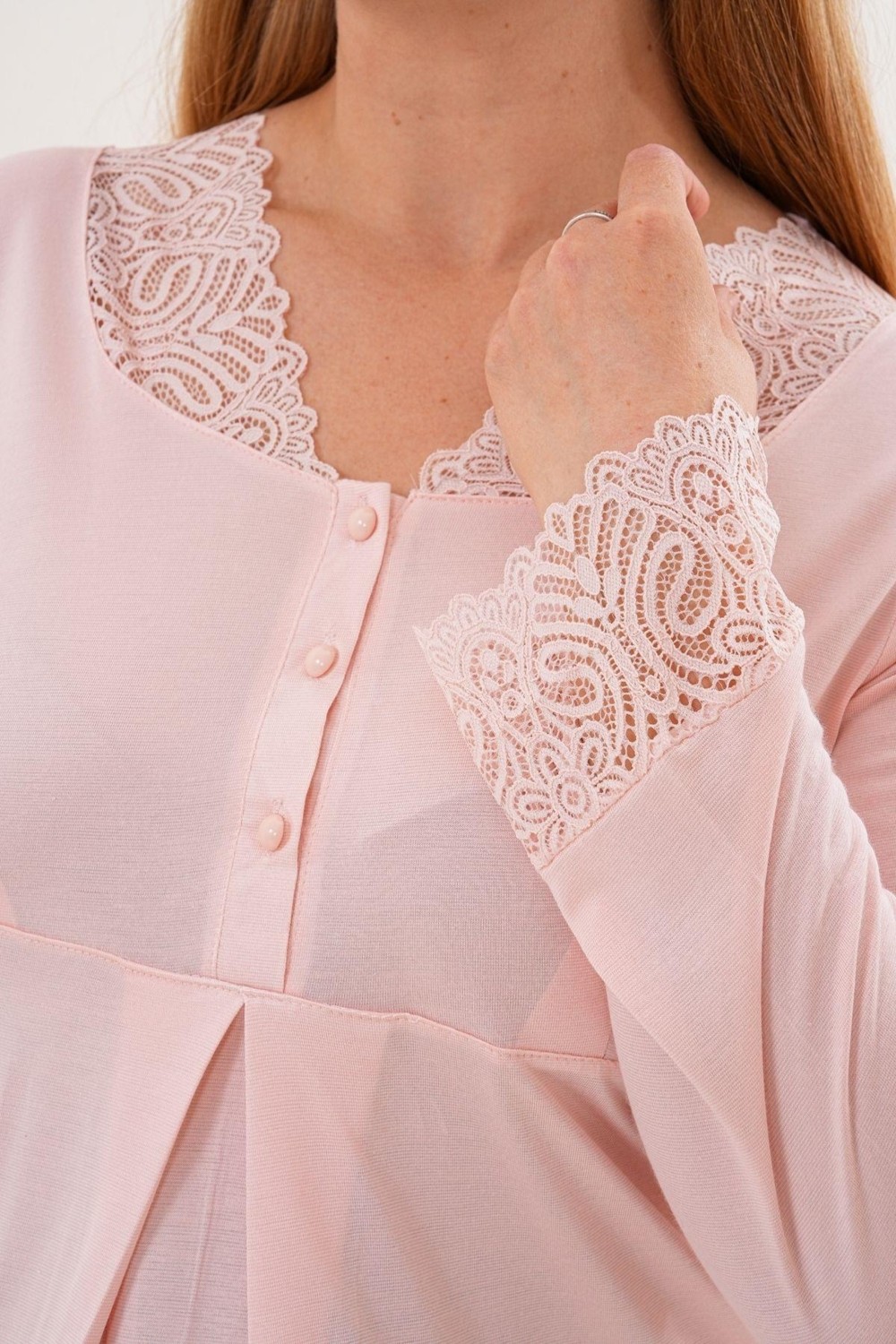 Mecit Pijama Mecit 5808 Pudra Hamile Lohusa Pijama Takımı görsel 4