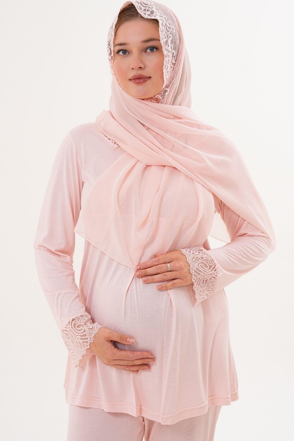 Mecit Pijama Mecit 5808 Pudra Hamile Lohusa Pijama Takımı görsel 5