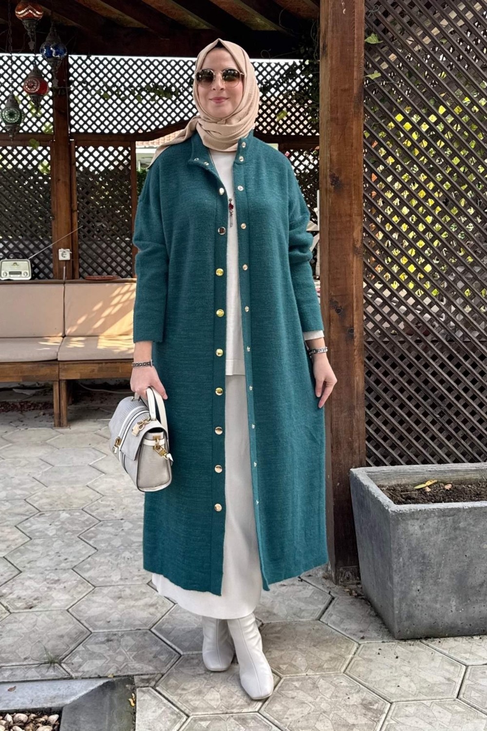 Rabia Şamlı Yakut Angora Triko Kap Zümrüt