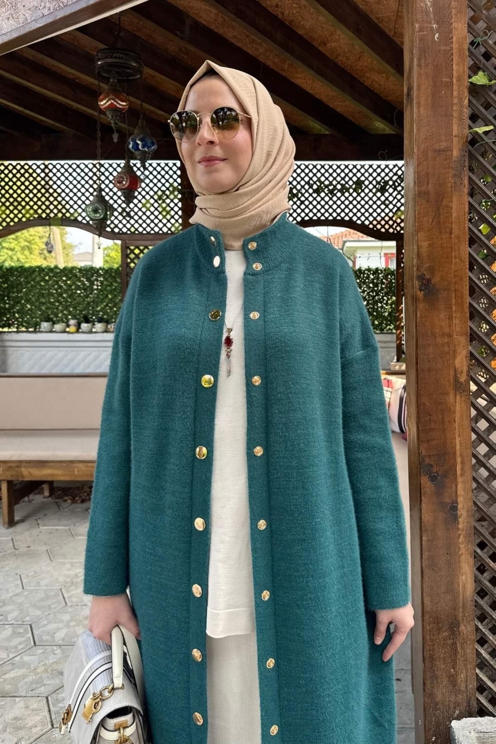 Rabia Şamlı Yakut Angora Triko Kap Zümrüt görsel 2