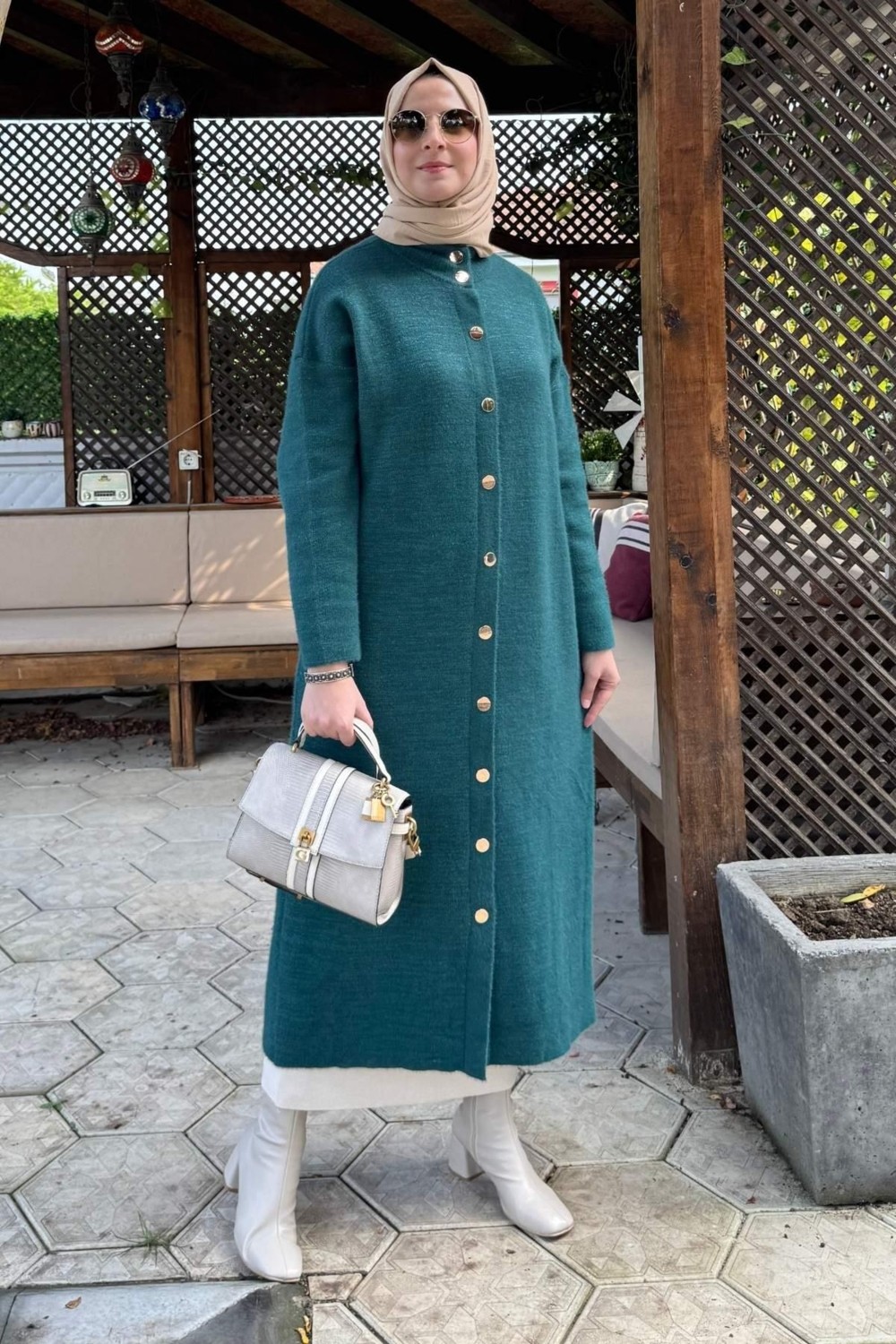 Rabia Şamlı Yakut Angora Triko Kap Zümrüt görsel 5