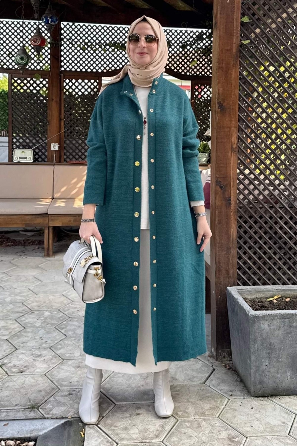 Rabia Şamlı Yakut Angora Triko Kap Zümrüt görsel 7