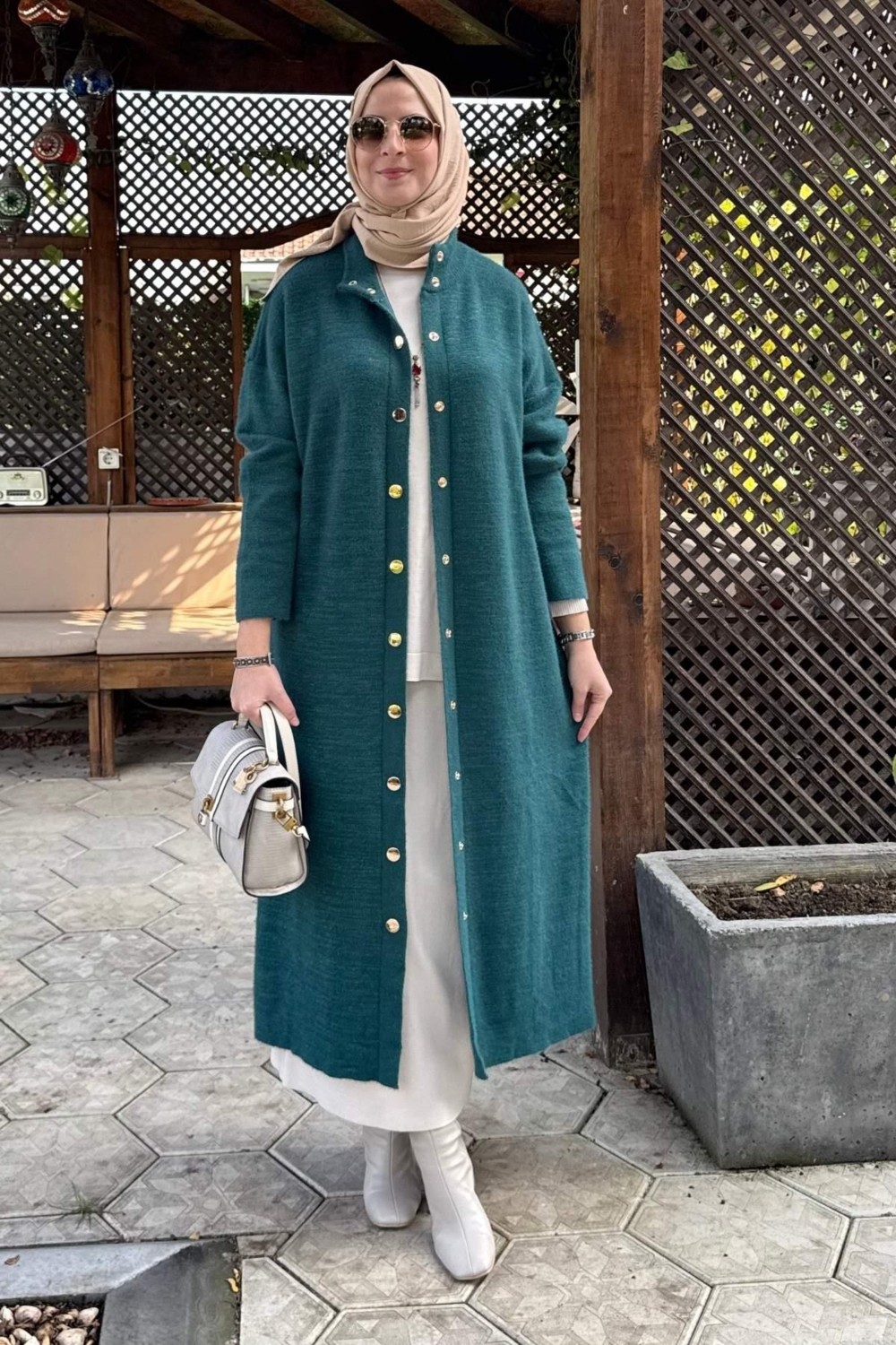 Rabia Şamlı Yakut Angora Triko Kap Zümrüt görsel 8