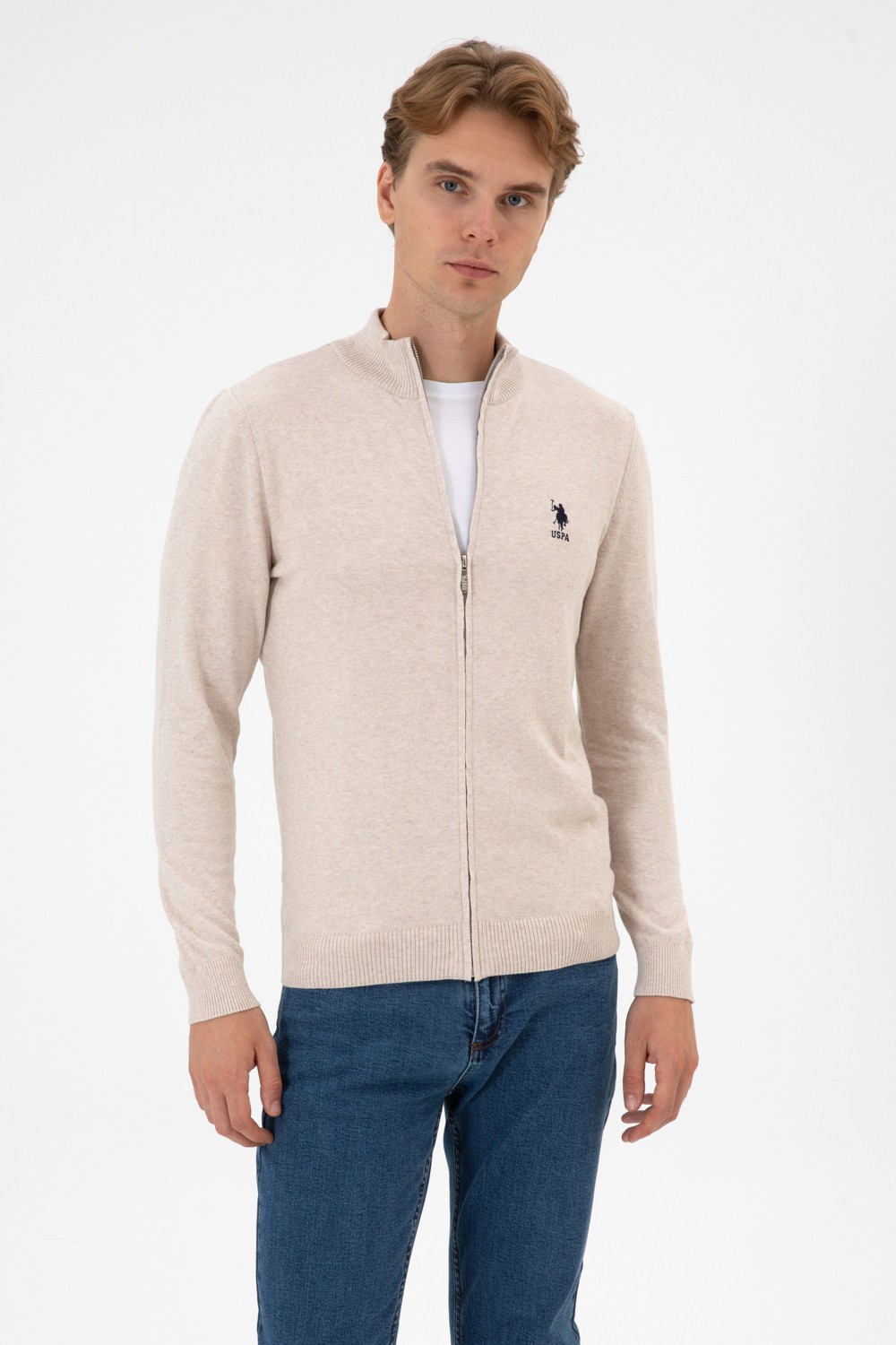 U.S. Polo Assn. Erkek Slim Fit Bordo Triko Hırka 50313684-VR014 görsel 8