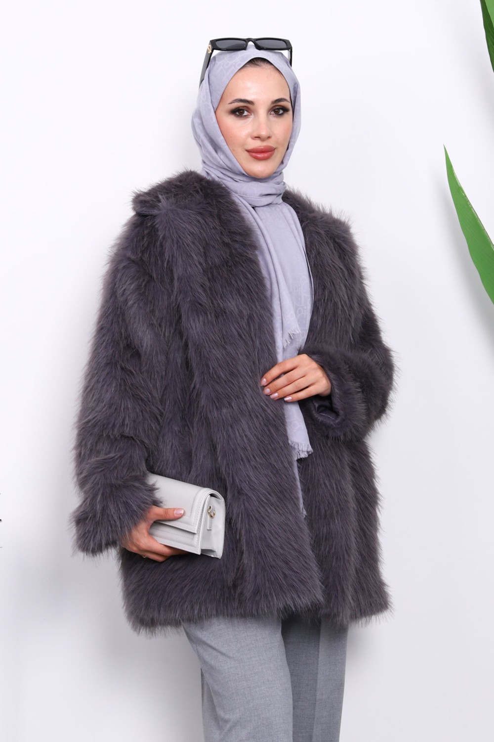 İmaj Butik Füme Astarlı Kısa Kürk Kaban görsel 3