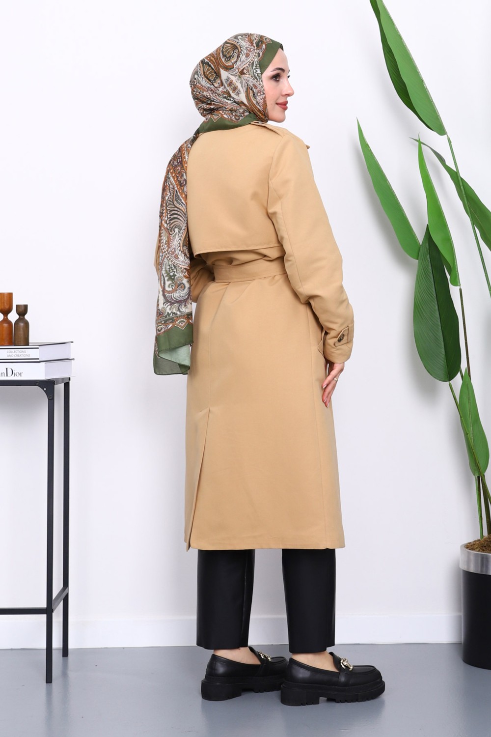 İmaj Butik Bisküvi Kruvaze Yaka Astarlı Trençkot görsel 4