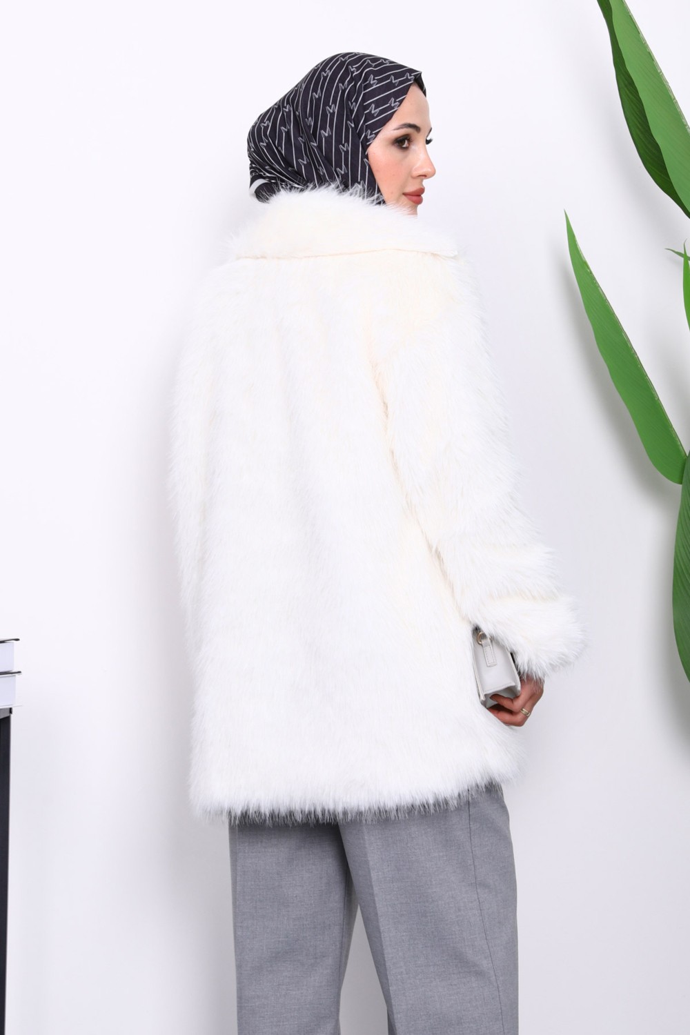 İmaj Butik Füme Astarlı Kısa Kürk Kaban görsel 8