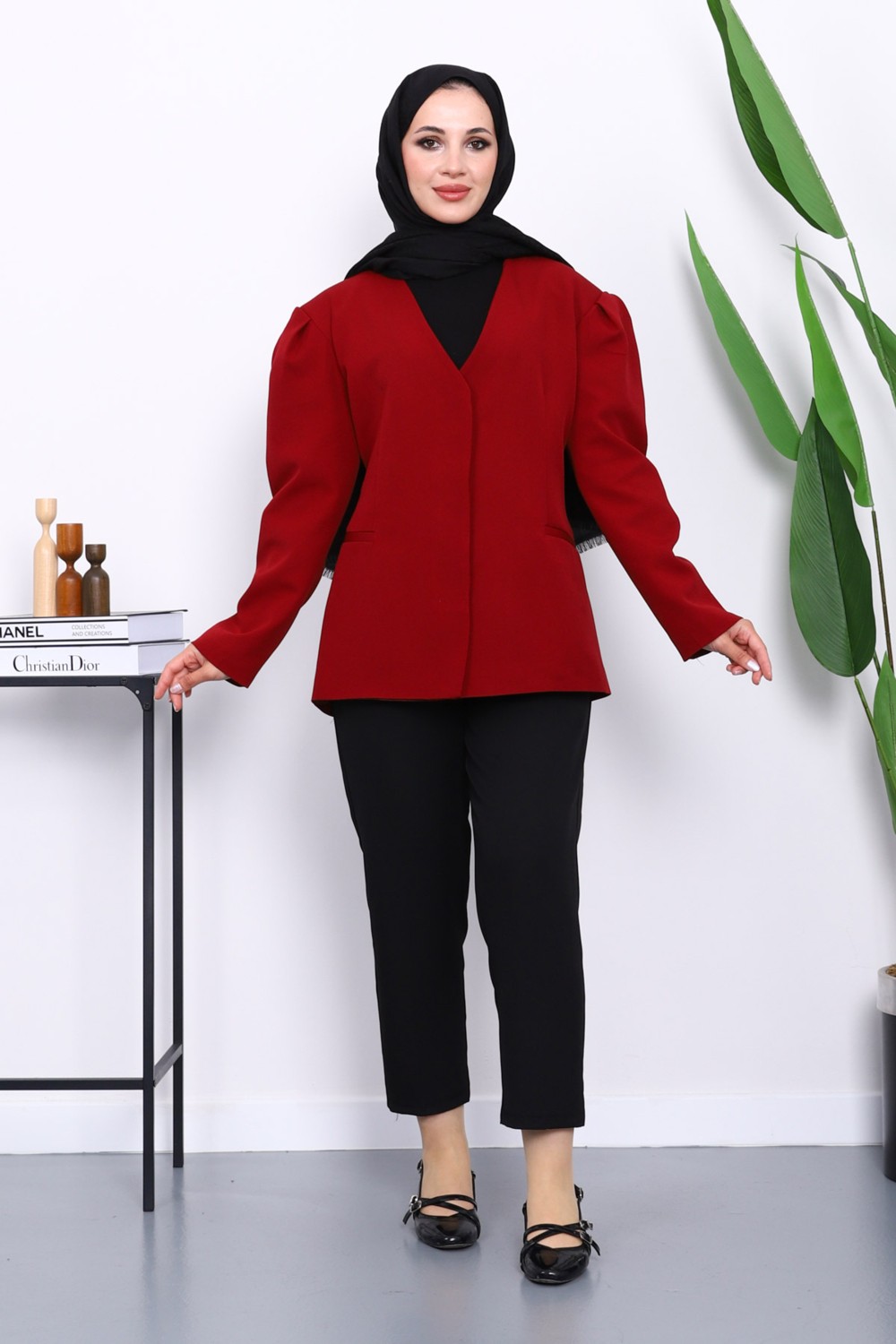 İmaj Butik Füme Vatkalı Düğmeli Ceket görsel 2