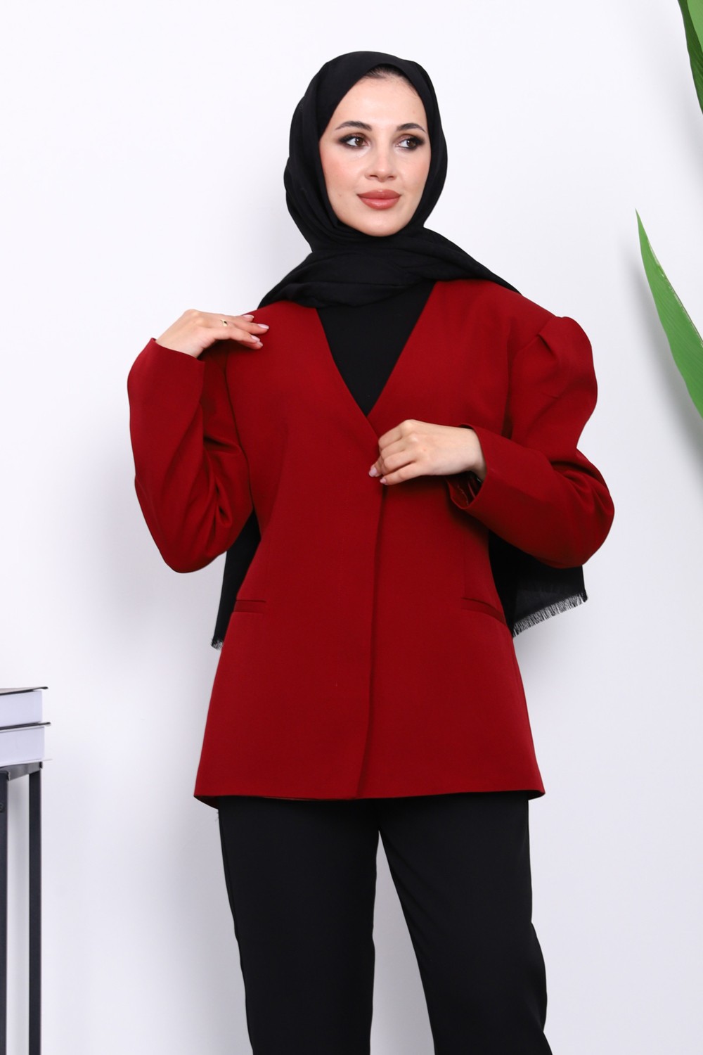 İmaj Butik Füme Vatkalı Düğmeli Ceket görsel 3