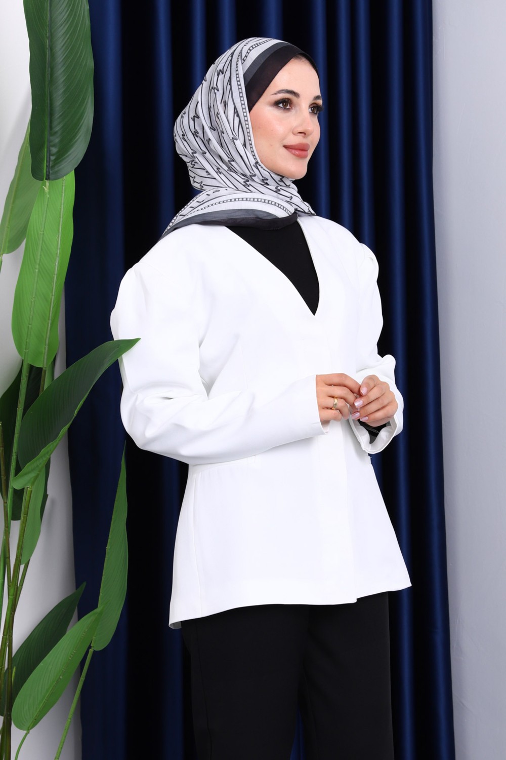 İmaj Butik Füme Vatkalı Düğmeli Ceket görsel 7
