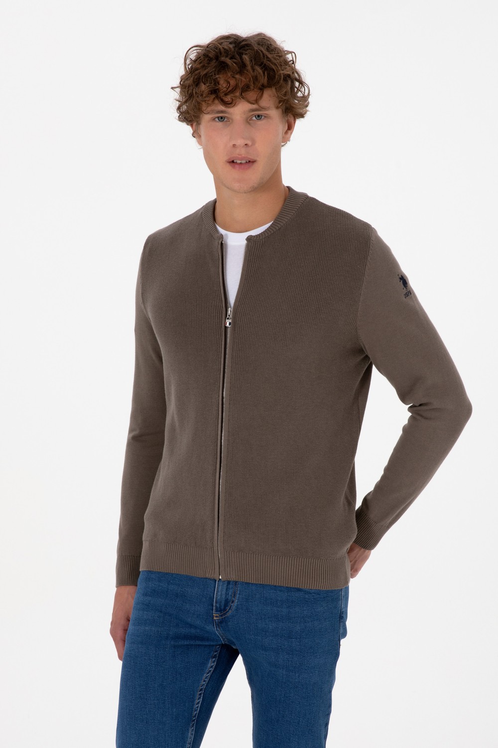 U.S. Polo Assn. Erkek Kahverengi Basic Triko Hırka 50313721-VR029