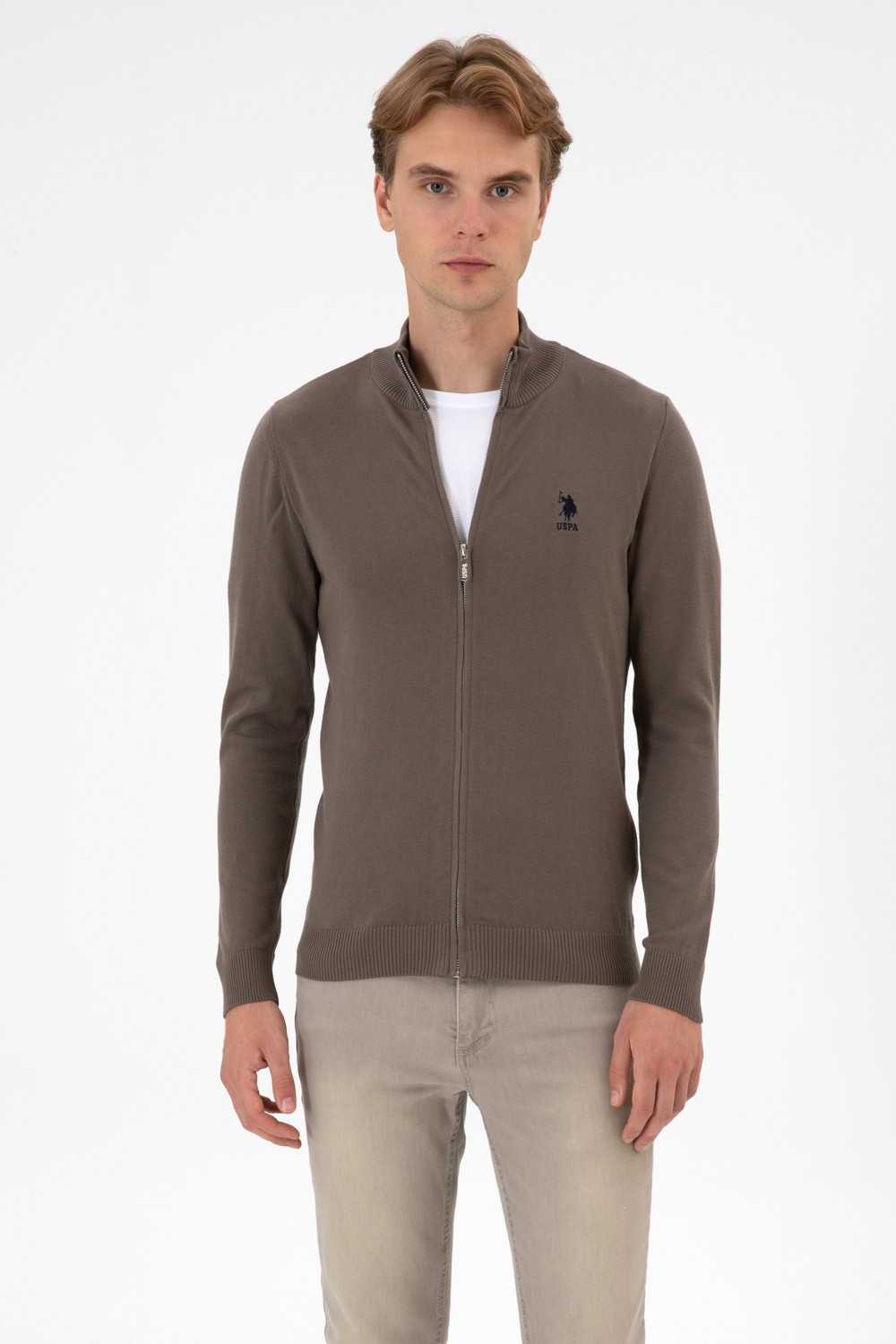 U.S. Polo Assn. Erkek Slim Fit Bordo Triko Hırka 50313684-VR014