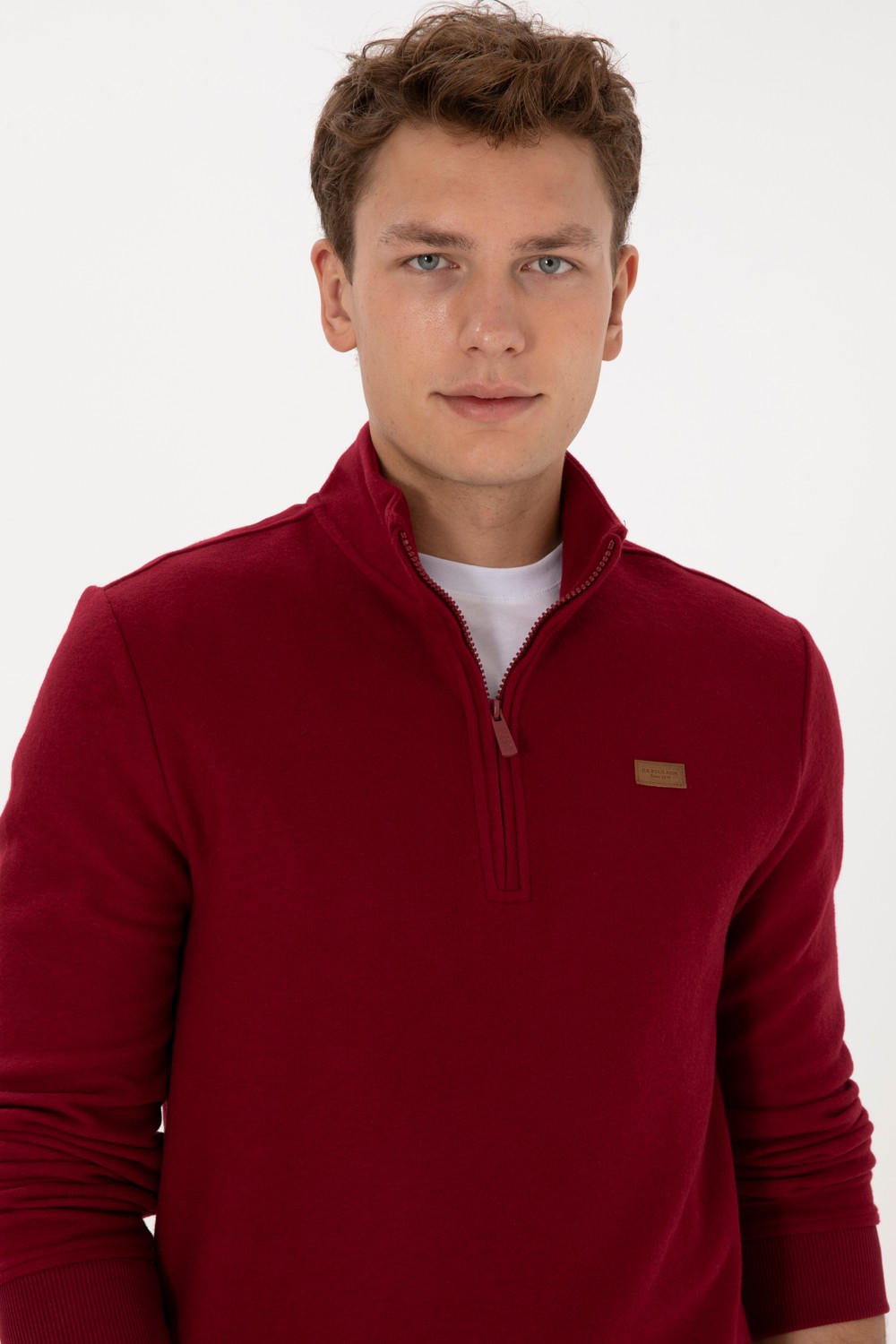 U.S. Polo Assn. Erkek Regular Fit Yarım Fermuarlı Şardonlu Polo Yaka Siyah Basic Sweatshirt 50313802-VR046 görsel 2