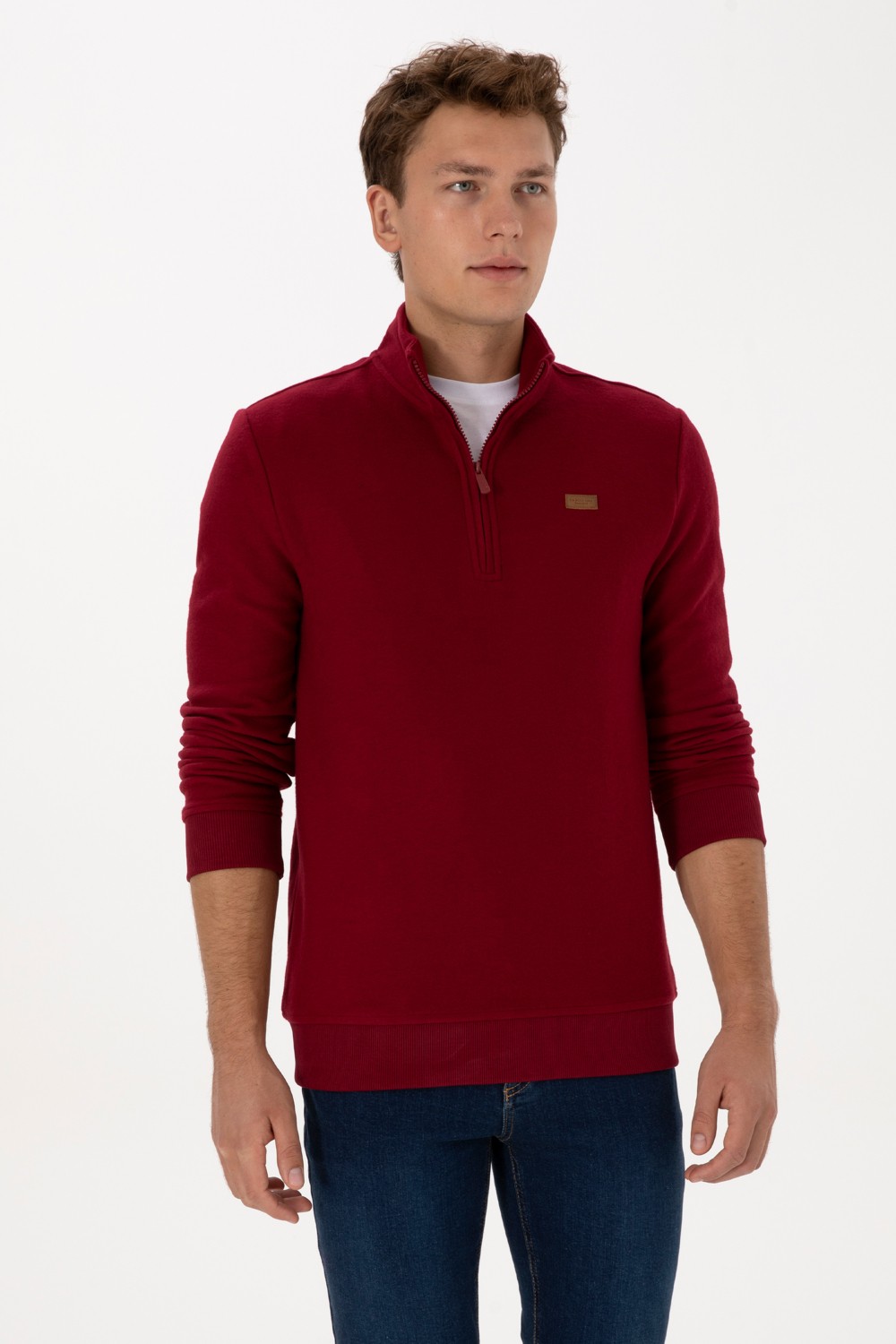 U.S. Polo Assn. Erkek Regular Fit Yarım Fermuarlı Şardonlu Polo Yaka Siyah Basic Sweatshirt 50313802-VR046 görsel 3