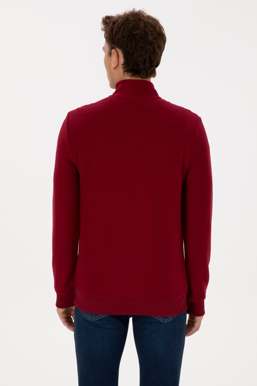U.S. Polo Assn. Erkek Regular Fit Yarım Fermuarlı Şardonlu Polo Yaka Siyah Basic Sweatshirt 50313802-VR046 görsel 5