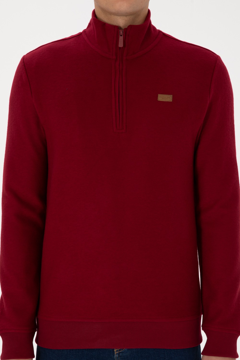 U.S. Polo Assn. Erkek Regular Fit Yarım Fermuarlı Şardonlu Polo Yaka Siyah Basic Sweatshirt 50313802-VR046 görsel 6