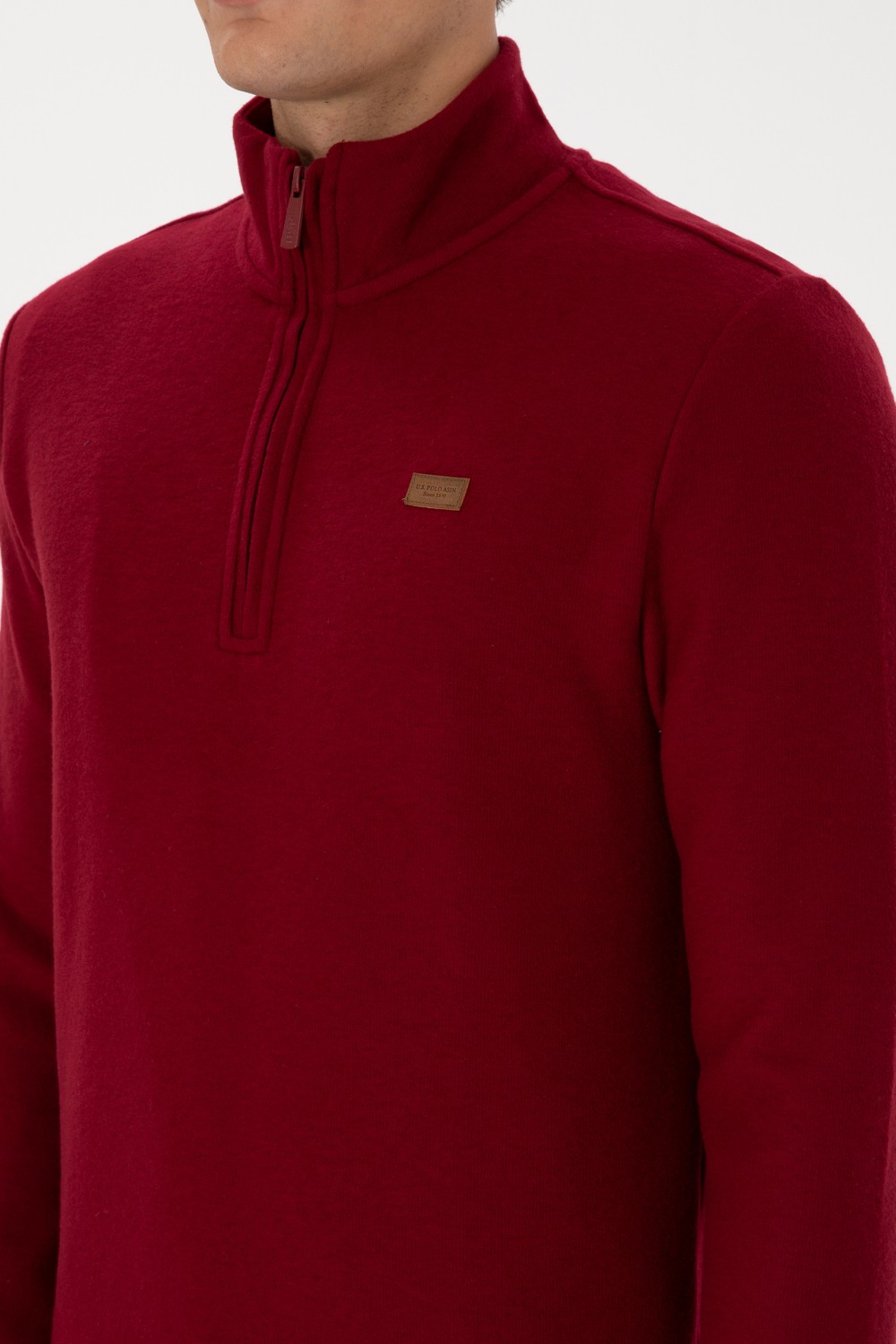 U.S. Polo Assn. Erkek Regular Fit Yarım Fermuarlı Şardonlu Polo Yaka Siyah Basic Sweatshirt 50313802-VR046 görsel 7
